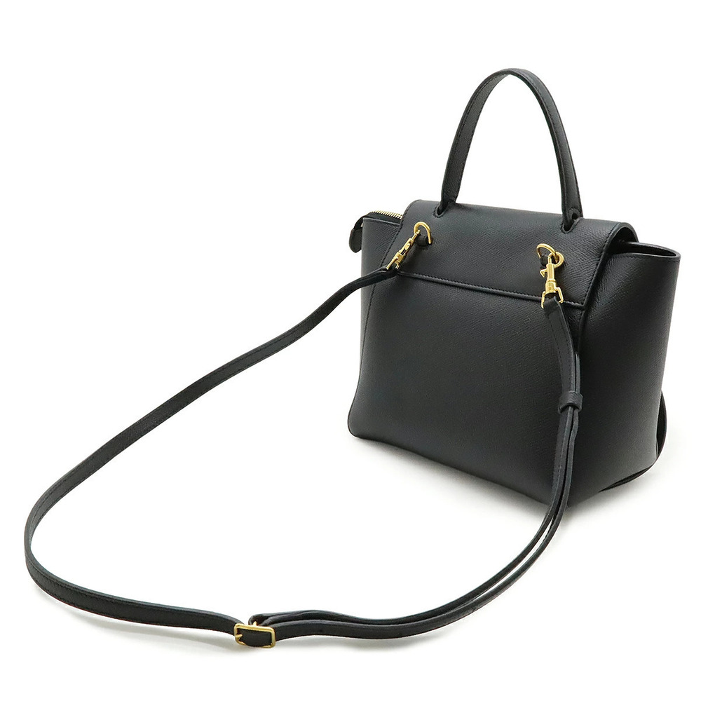 Celine Handbag Black Shoulder Belt Bag Leather Black